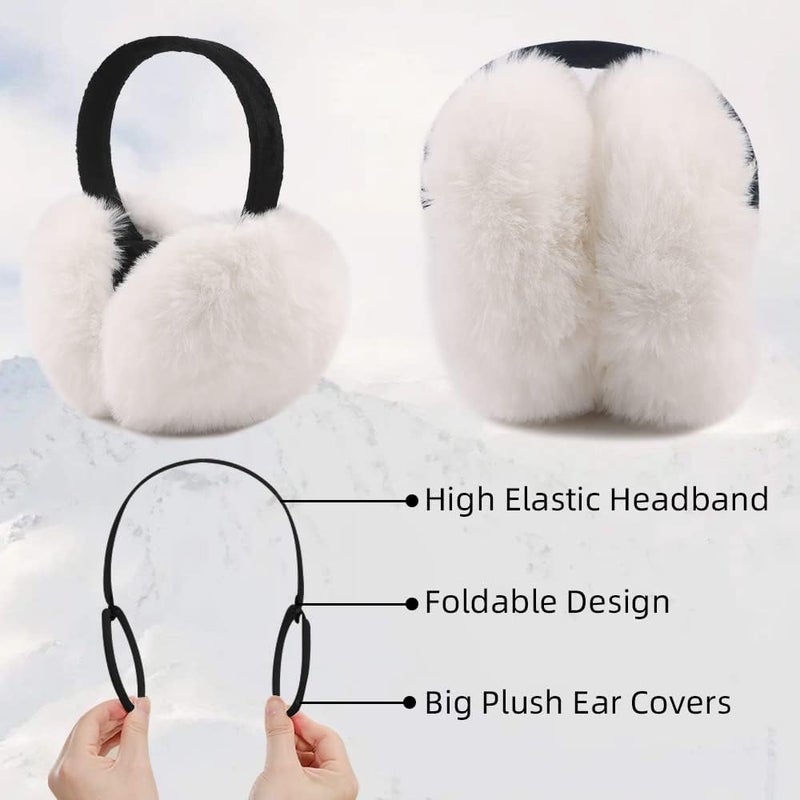 Peecabe Winter Women Earmuffs Faux Fur Girls Ear muffs Warm Unisex Kids Ear Covers Foldable Outdoor Boy Ear Warmers for Women - Image 2
